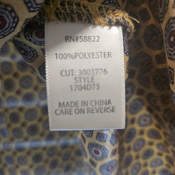 MAX STUDIO Women’s Blouse Top Medium Yellow Geometric Print Ruffle Flutter Boho - Picture 5 of 7